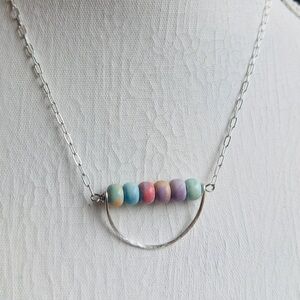 Colorful Beaded Silver Necklace